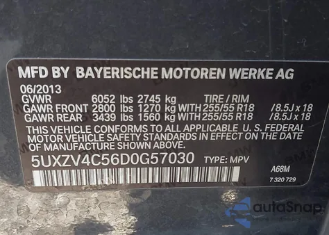 2013 BMW X5 xDrive35I/xDrive35I Premium/xDrive35I Sport Activity из США, поврежденный, VIN 5UXZV4C56D0G57030